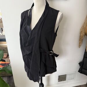 Alexander Wang Silk and Leather Draped Asymmetrical Top US Size 4